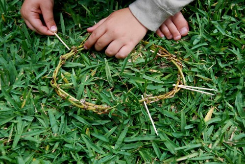 Ways to Prepare your home for Easter crown of thorns -kids used grass and toothpicks