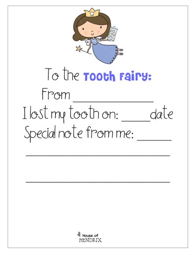 Girl tooth fairy note